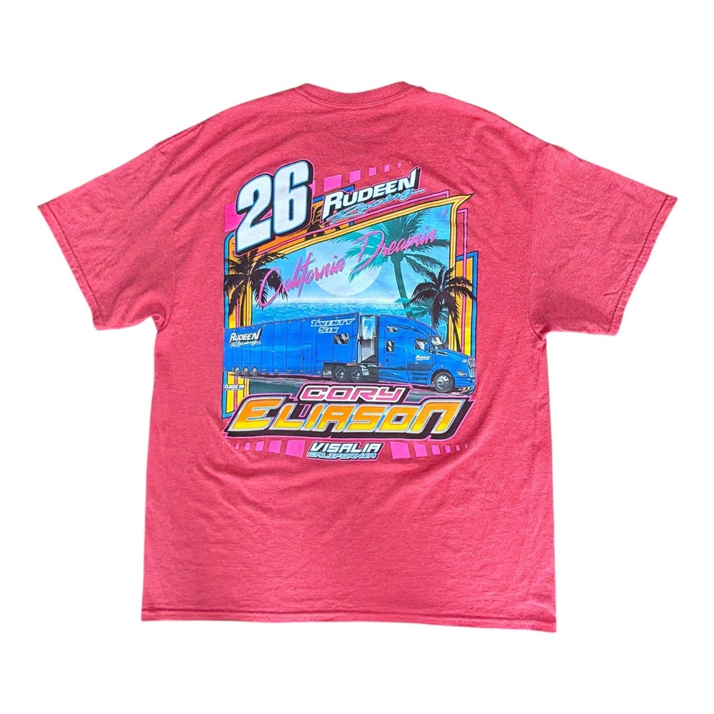 Cory Eliason Rudeen Racing 26 California Dreamin Heather Red Graphic T-Shirt XL